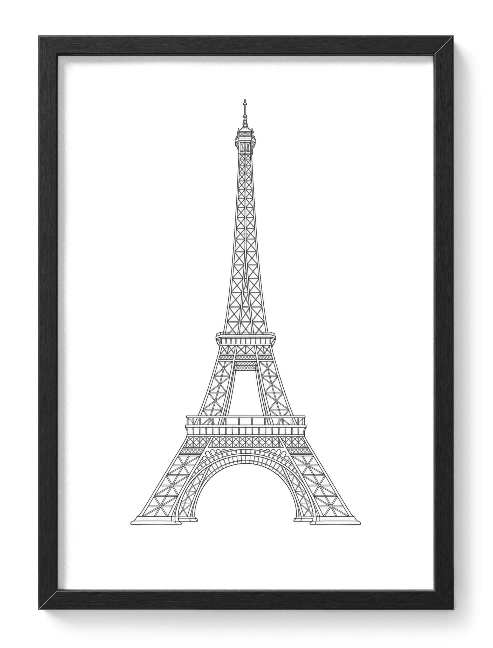 Eiffel Tower Paris France Landmark Line Drawing — main view
