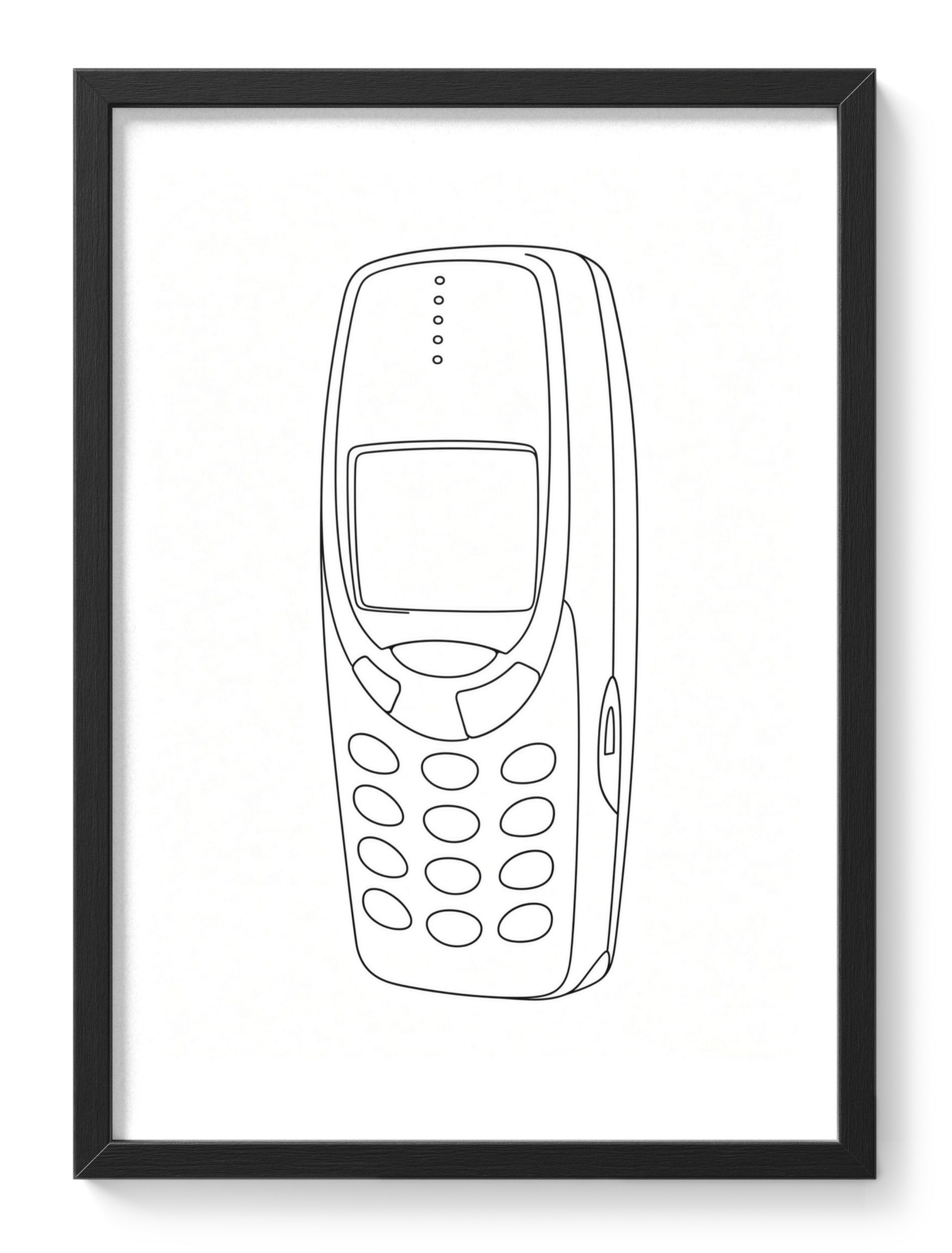 Nokia 3310 Classic Mobile Phone Line Drawing — main view
