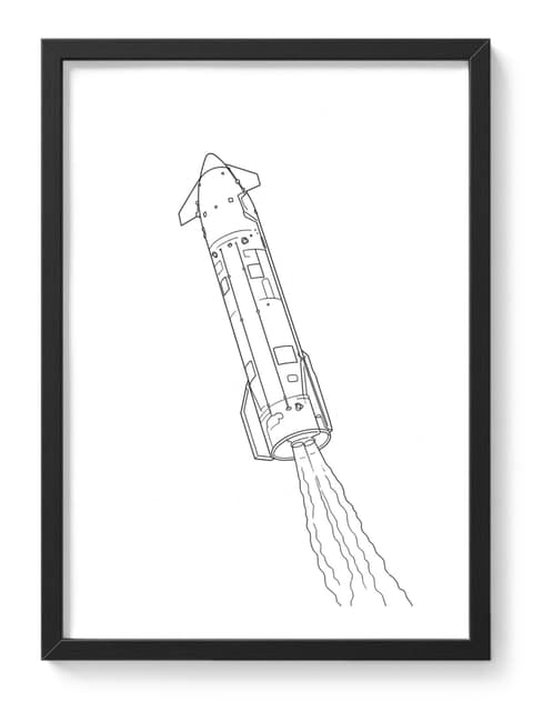 Spacex Starship Rocket Launch Spacecraft Line Drawing