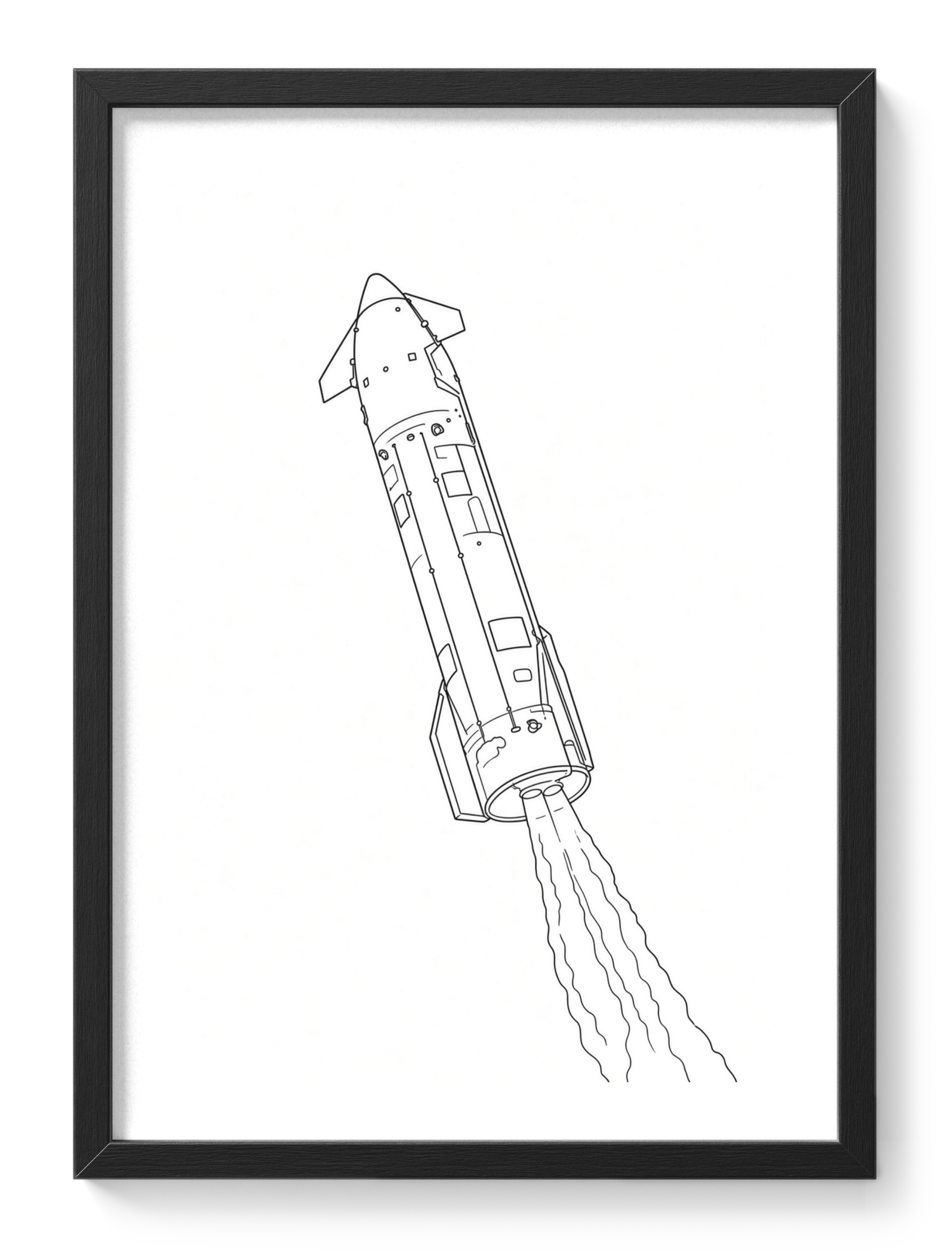 Spacex Starship Rocket Launch Spacecraft Line Drawing — main view