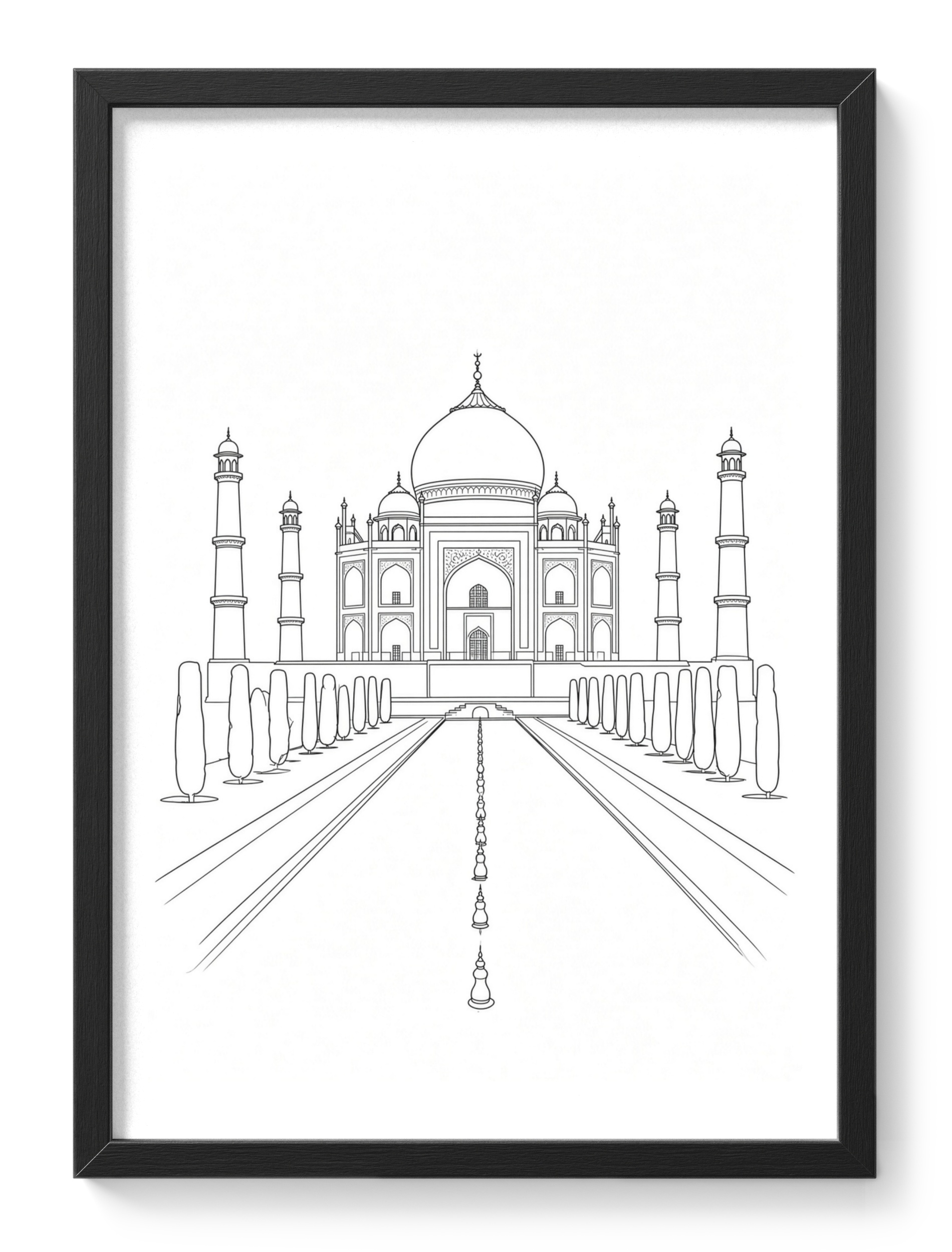 Taj Mahal Agra India Landmark Line Drawing — main view